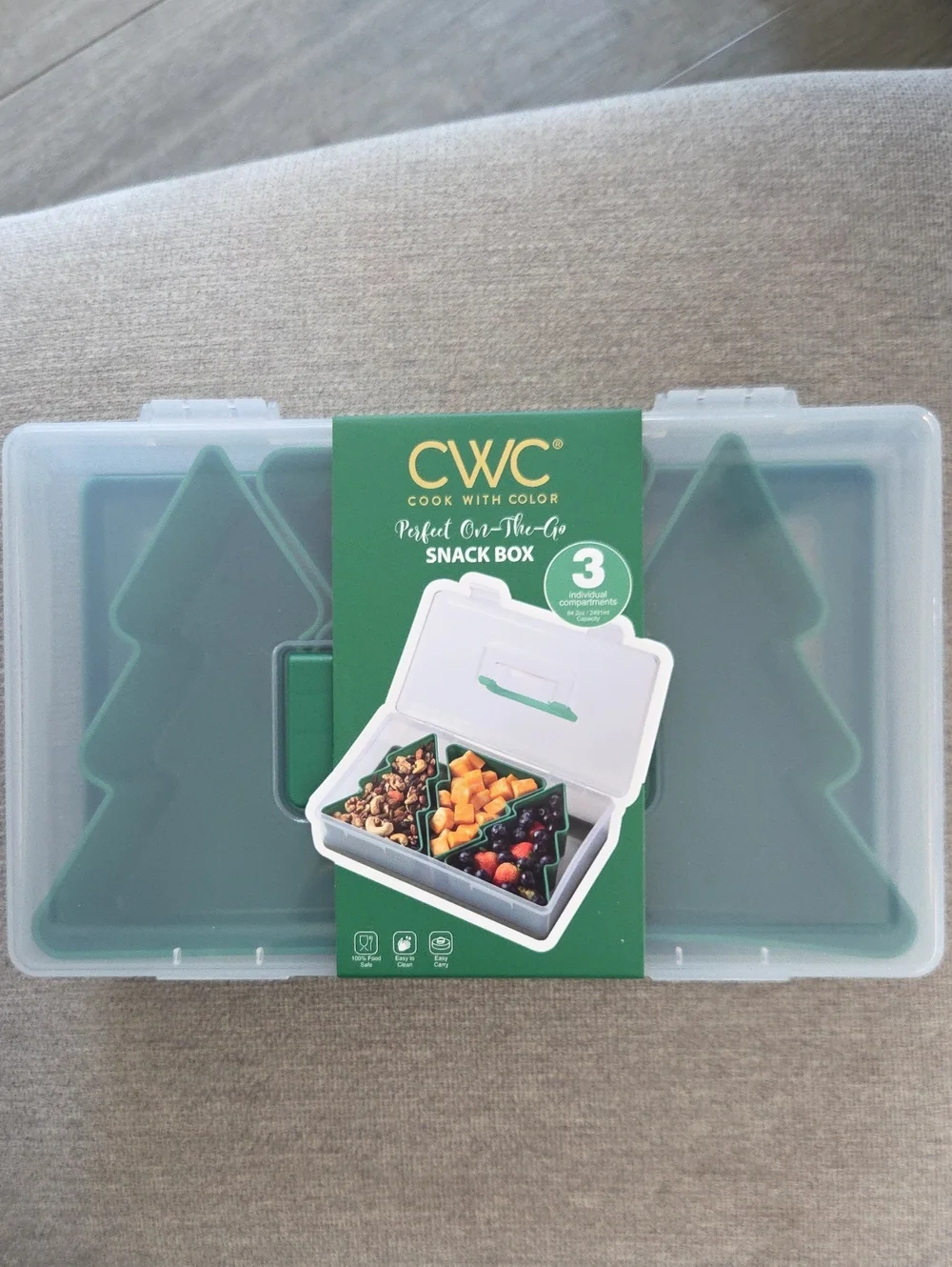 CWC  | Tree Green 3-Compartment Snack Box